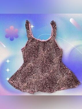 vtg y2k cheetah print babydoll tank top with bow - victoria’s secret, sz sm 2010